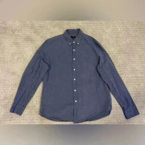 J. CREW‎ Mens Dress Shirt Light Navy Button Up Long Sleeve size Large
